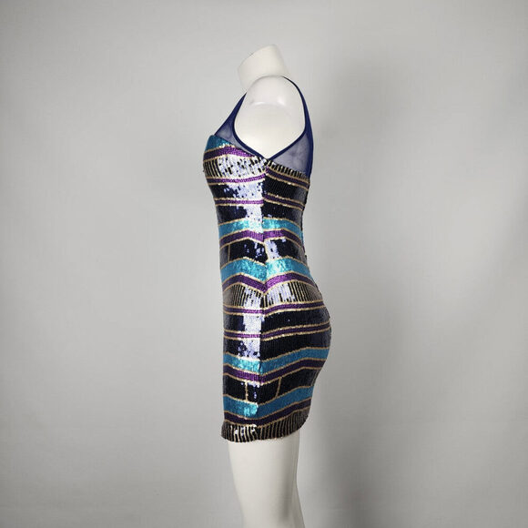 As U Wish Blue & Purple Sleeveless Sequined Mini Dress Size S - Picture 6 of 11